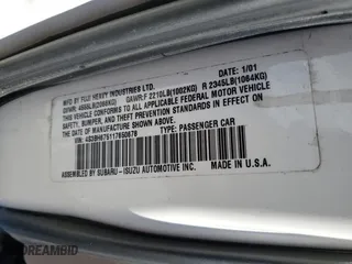 2001 Subaru Legacy Wagon Outback w/RL Equip with VIN 4S3BH675117650678, listed as a Copart auction lot 84107504 with 0 mi miles and Salvage Title. Bid and sale history available at carsss.com. Image 12.