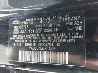 2024 Hyundai Elantra SEL with VIN KMHLM4DGXRU704580, listed as a IAAI auction lot 41729227 with 12,394 mi miles. Bid and sale history available at carsss.com. Image 9.