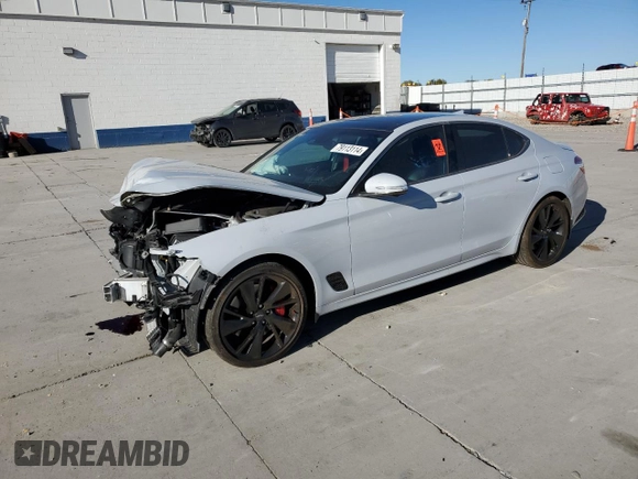 2022 Genesis G70 3.3T with VIN KMTG54TE0NU084403, listed as a Copart auction lot 79113114 with 19,173 mi miles and Salvage Title. Bid and sale history available at DreamBid. Image 1.