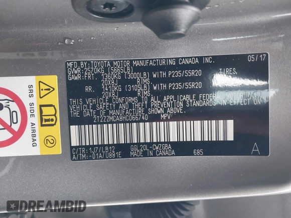 2017 Lexus RX 350 with VIN 2T2ZZMCA8HC066740, listed as a IAAI auction lot 41734449 with 54,673 mi miles and . Bid and sale history available at DreamBid. Image 9.