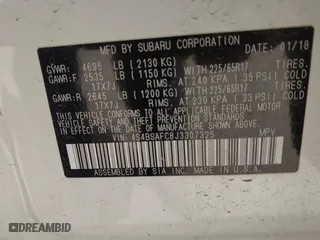 2018 Subaru Outback Premium with VIN 4S4BSAFC8J3307325, listed as a IAAI auction lot 41936266 with 44,588 mi miles. Bid and sale history available at carsss.com. Image 9.
