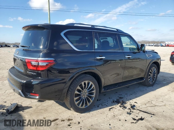 2024 Nissan Armada Platinum with VIN JN8AY2DB2R9853100, listed as a Copart auction lot 87037714 with 15,702 mi miles and Salvage Title. Bid and sale history available at carsss.com. Image 3.