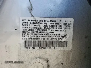 2015 Acura MDX Technology with VIN 5FRYD3H41FB014112, listed as a Copart auction lot 51713615 with 122,565 mi miles and Salvage title. Bid and sale history available at DreamBid. Image 14.