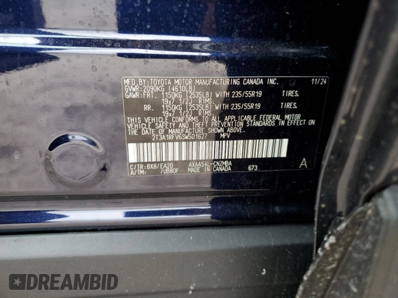 2025 Toyota RAV4 XLE Premium with VIN 2T3A1RFV6SW501627, listed as a Copart auction lot 86159954 with 220 mi miles and Salvage title. Bid and sale history available at DreamBid. Image 15.