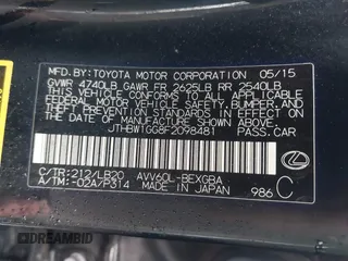 2015 Lexus ES 300h with VIN JTHBW1GG8F2098481, listed as a IAAI auction lot 41488504 with 212,171 mi miles and . Bid and sale history available at DreamBid. Image 9.