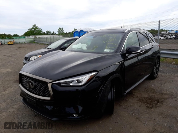 2021 Infiniti QX50 LUXE with VIN 3PCAJ5BB5MF116881, listed as a Copart auction lot 48770602 with 4,184 mi miles. Bid and sale history available at carsss.com. Image 2.