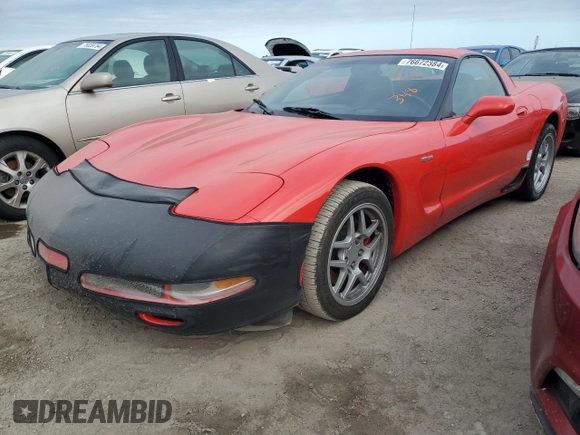 2002 Chevrolet Corvette Z06 with VIN 1G1YY12S325128764, listed as a Copart auction lot 76672384 with 0 mi miles and Salvage Title. Bid and sale history available at carsss.com. Image 1.