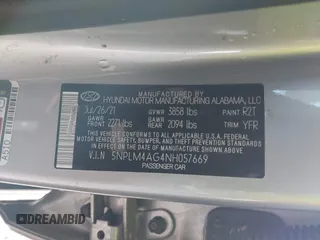 2022 Hyundai Elantra SEL with VIN 5NPLM4AG4NH057669, listed as a IAAI auction lot 41650329 with 14,763 mi miles and . Bid and sale history available at DreamBid. Image 9.