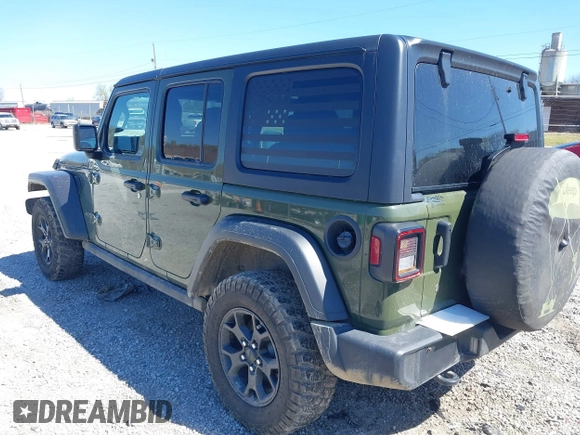 2021 Jeep Wrangler Unlimited Sport S with VIN 1C4HJXDG5MW804748, listed as a IAAI auction lot 41878895 with 35,839 mi miles and . Bid and sale history available at DreamBid. Image 3.
