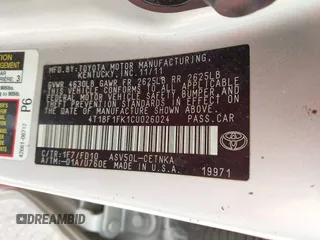 2012 Toyota Camry L z VIN 4T1BF1FK1CU026024, wystawiony jako IAAI lot #42318004 z przebiegiem 121 306 mil mil oraz . Historia ofert i sprzedaży dostępna na DreamBid. Obrazek 9.