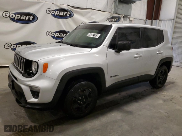 2020 Jeep Renegade Sport z VIN ZACNJBAB0LPL24947, wystawiony jako Copart lot #54792725 z przebiegiem 75 045 mil mil oraz Czysty tytuł • Clean title. Historia ofert i sprzedaży dostępna na DreamBid. Obrazek 1.