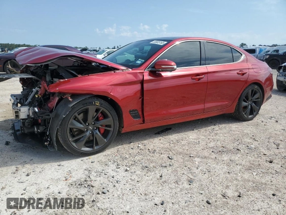 2022 Genesis G70 3.3T z VIN KMTG54TE2NU100889, wystawiony jako Copart lot #55805165 z przebiegiem 30 770 mil mil oraz Szkoda całkowita • Salvage title. Historia ofert i sprzedaży dostępna na DreamBid. Obrazek 1.