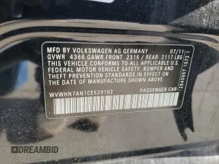 2012 Volkswagen CC Lux Limited with VIN WVWHN7AN1CE529102, listed as a Copart auction lot 83777344 with 99,138 mi miles and Salvage Title. Bid and sale history available at carsss.com. Image 12.