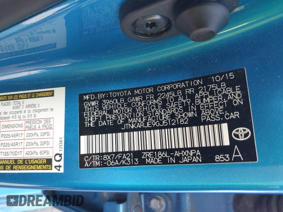 2016 Scion iM z VIN JTNKARJE9GJ512182, wystawiony jako IAAI lot #42172678 z przebiegiem 105 797 mil mil oraz . Historia ofert i sprzedaży dostępna na DreamBid. Obrazek 9.