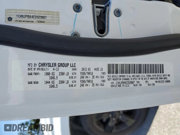 2014 Jeep Patriot Sport with VIN 1C4NJPBA4ED529887, listed as a Copart auction lot 63779325 with 131,652 mi miles and Salvage title. Bid and sale history available at DreamBid. Image 12.