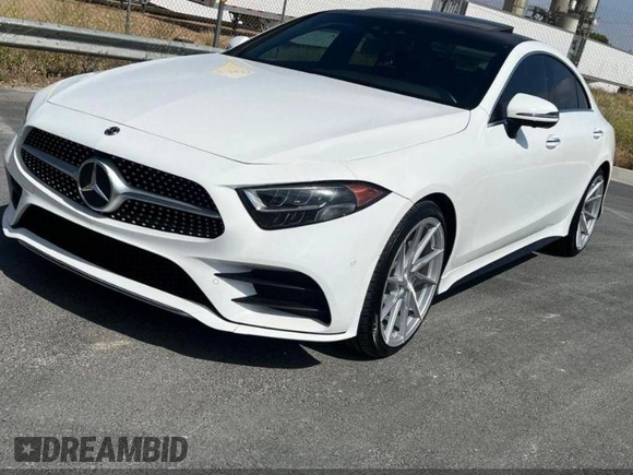 2019 Mercedes-Benz CLS with VIN WDD2J5JB0KA015104, listed as a IAAI auction lot 42108693 with 59,102 mi miles. Bid and sale history available at carsss.com. Image 2.