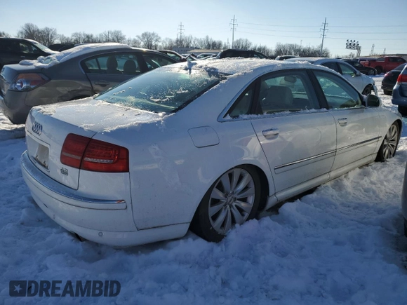 2008 Audi A8 L 4.2L with VIN WAUMV94E18N008231, listed as a Copart auction lot 44801515 with 0 mi miles and Salvage Title. Bid and sale history available at carsss.com. Image 3.