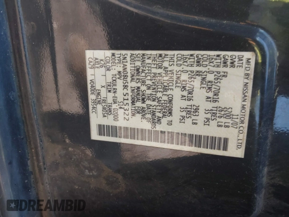 2008 Nissan Xterra S z VIN 5N1AN08U58C515322, wystawiony jako IAAI lot #41989890 z przebiegiem 178 973 mil mil oraz . Historia ofert i sprzedaży dostępna na DreamBid. Obrazek 9.