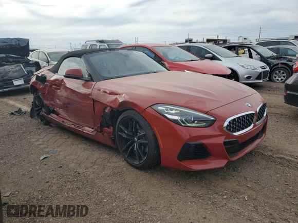 2020 BMW Z4 sDrive30i with VIN WBAHF3C03LWW70025, listed as a Copart auction lot 50814654 with 21,802 mi miles. Bid and sale history available at carsss.com. Image 4.