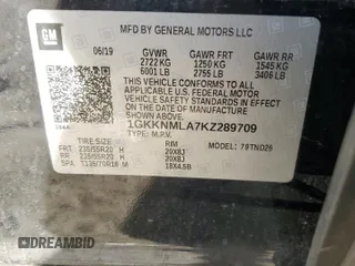 2019 GMC Acadia SLT with VIN 1GKKNMLA7KZ289709, listed as a Copart auction lot 75533374 with 125,246 mi miles and Salvage Title. Bid and sale history available at carsss.com. Image 15.