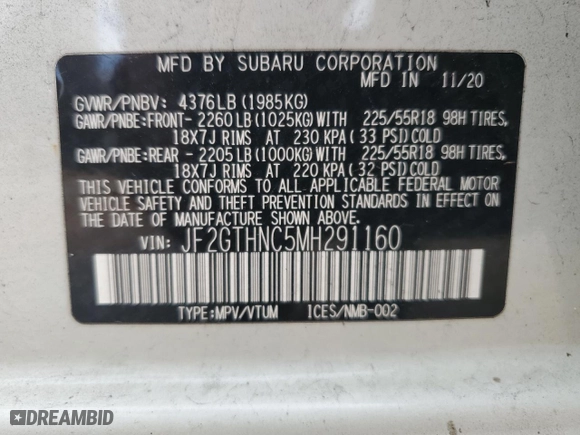 2021 Subaru Crosstrek Limited with VIN JF2GTHNC5MH291160, listed as a Copart auction lot 88669995 with 104,915 mi miles and Salvage Title. Bid and sale history available at carsss.com. Image 15.