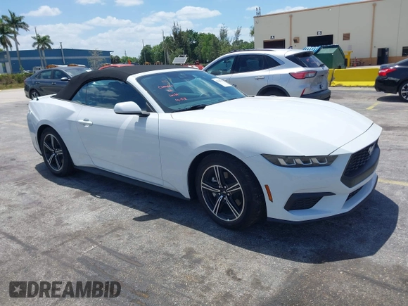 2025 Ford Mustang EcoBoost with VIN 1FAGP8UH4S5105984, listed as a IAAI auction lot 42144715 with 3,573 mi miles. Bid and sale history available at carsss.com. Image 1.