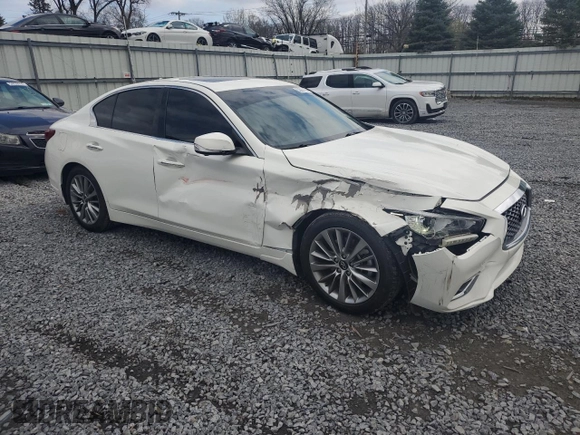 2022 Infiniti Q50 Luxe with VIN JN1EV7BR7NM340678, listed as a Copart auction lot 53838185 with 36,834 mi miles and Salvage title. Bid and sale history available at DreamBid. Image 4.