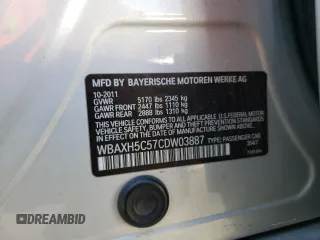 2012 BMW 5 Series 528i xDrive with VIN WBAXH5C57CDW03887, listed as a Copart auction lot 48521185 with 163,524 mi miles and Salvage Title. Bid and sale history available at carsss.com. Image 12.