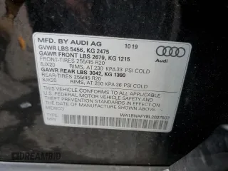 2020 Audi Q5 Premium Plus with VIN WA1BNAFY8L2037507, listed as a Copart auction lot 64970992 with 33,525 mi miles. Bid and sale history available at carsss.com. Image 10.