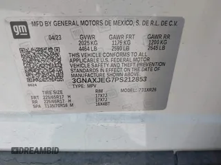 2023 Chevrolet Equinox LT z VIN 3GNAXJEG7PS212853, wystawiony jako IAAI lot #42468255 z przebiegiem 14 515 mil mil oraz . Historia ofert i sprzedaży dostępna na DreamBid. Obrazek 9.