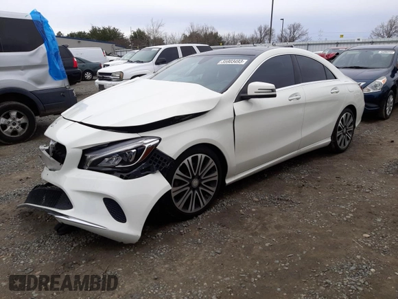 2018 Mercedes-Benz CLA with VIN WDDSJ4EB1JN517390, listed as a Copart auction lot 35903493 with 0 mi miles. Bid and sale history available at carsss.com. Image 1.