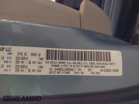2010 Chrysler Town & Country Touring with VIN 2A4RR5D12AR284617, listed as a IAAI auction lot 41684030 with 199,414 mi miles. Bid and sale history available at carsss.com. Image 9.