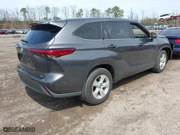 2021 Toyota Highlander L with VIN 5TDCZRBH0MS087637, listed as a IAAI auction lot 41947861 with 22,626 mi miles. Bid and sale history available at carsss.com. Image 4.