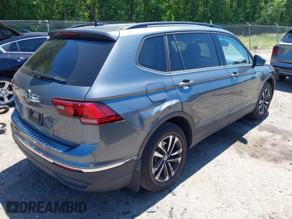 2024 Volkswagen Tiguan S with VIN 3VVRB7AX5RM142006, listed as a IAAI auction lot 42199560 with 235 mi miles and . Bid and sale history available at DreamBid. Image 4.