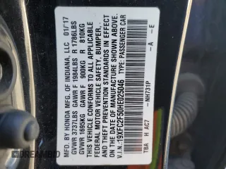 2017 Honda Civic LX with VIN 19XFC2F50HE025046, listed as a Copart auction lot 54244525 with 220,145 mi miles and Salvage Title. Bid and sale history available at DreamBid. Image 13.