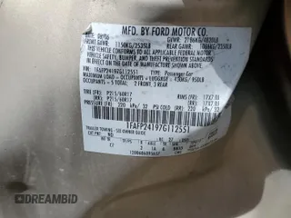 2007 Ford Five Hundred SEL с VIN 1FAFP24197G112551, выставлен на аукционе Copart как лот 55468975 с пробегом Не указан миль и На запчасти • Non repairable. История ставок и продаж доступна на DreamBid. Изображение 12.