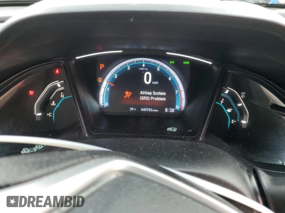 2019 Honda Civic LX with VIN 2HGFC2F64KH579521, listed as a Copart auction lot 52819835 with 40,783 mi miles and Salvage Title. Bid and sale history available at DreamBid. Image 9.