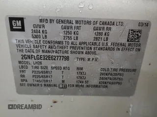 2014 Chevrolet Equinox LT with VIN 2GNFLGE32E6277798, listed as a Copart auction lot 83956994 with 140,265 mi miles and Clean Title. Bid and sale history available at carsss.com. Image 13.