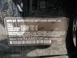 2018 BMW 7 Series 750i with VIN WBA7F0C54JGM23724, listed as a Copart auction lot 89399285 with 141,167 mi miles and Salvage Title. Bid and sale history available at carsss.com. Image 12.