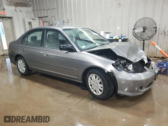 2005 Honda Civic LX with VIN 2HGES16585H511369, listed as a Copart auction lot 50573995 with 134,894 mi miles and Salvage Title. Bid and sale history available at DreamBid. Image 4.