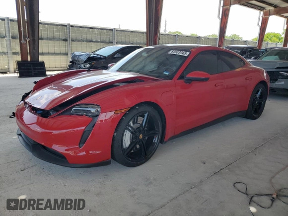 2022 Porsche Taycan with VIN WP0AA2Y15NSA10998, listed as a Copart auction lot 57882945 with Not provided miles and Salvage title. Bid and sale history available at DreamBid. Image 1.