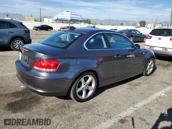 2008 BMW 1 Series 128i with VIN WBAUP93588VF47802, listed as a Copart auction lot 50807405 with 108,162 mi miles and Clean title. Bid and sale history available at DreamBid. Image 3.