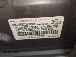 2009 Mitsubishi Lancer with VIN JA3AV66V19U035047, listed as a IAAI auction lot 41591612 with 113,119 mi miles and . Bid and sale history available at DreamBid. Image 9.
