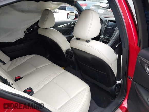 2021 Infiniti Q50 Red Sport 400 with VIN JN1FV7DP7MM850432, listed as a IAAI auction lot 42057935 with 15,936 mi miles and . Bid and sale history available at DreamBid. Image 8.