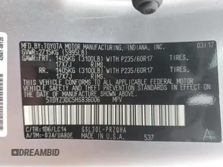2017 Toyota Sienna XLE Auto Access Seat with VIN 5TDYZ3DC5HS836006, listed as a Copart auction lot 51231435 with 63,342 mi miles and Salvage Title. Bid and sale history available at DreamBid. Image 14.