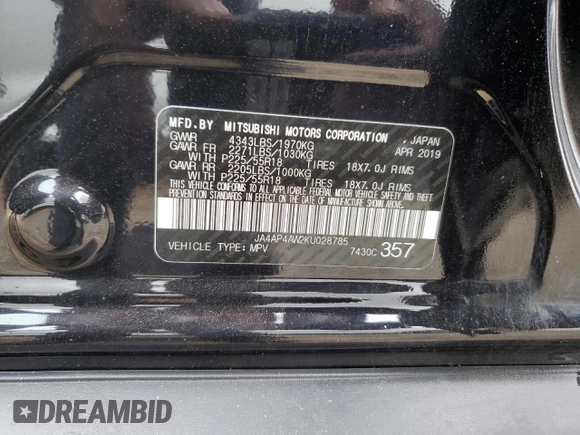 2019 Mitsubishi Outlander Sport GT 2.4 with VIN JA4AP4AW2KU028785, listed as a Copart auction lot 73667014 with 69,019 mi miles and Salvage Title. Bid and sale history available at carsss.com. Image 13.