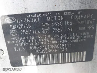 2016 Hyundai Sonata Hybrid Limited with VIN KMHE34L13GA018114, listed as a IAAI auction lot 41500062 with 43,207 mi miles. Bid and sale history available at carsss.com. Image 9.