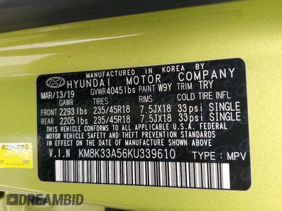 2019 Hyundai Kona Limited with VIN KM8K33A56KU339610, listed as a Copart auction lot 41700075 with 42,550 mi miles and Non Repairable. Bid and sale history available at carsss.com. Image 16.