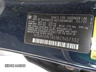 2008 BMW 5 Series 535i with VIN WBANW13518CN57332, listed as a IAAI auction lot 41538155 with 150,466 mi miles and . Bid and sale history available at carsss.com. Image 9.