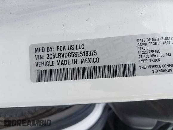 2025 Ram ProMaster Cargo Tradesman with VIN 3C6LRVDG5SE519375, listed as a IAAI auction lot 42217734 with 3,940 mi miles and . Bid and sale history available at DreamBid. Image 9.